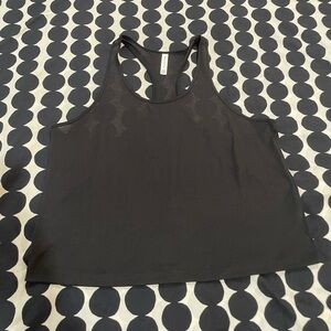 Athleta black semi-sheer kinda cropped Racerback Tank SZ XXS